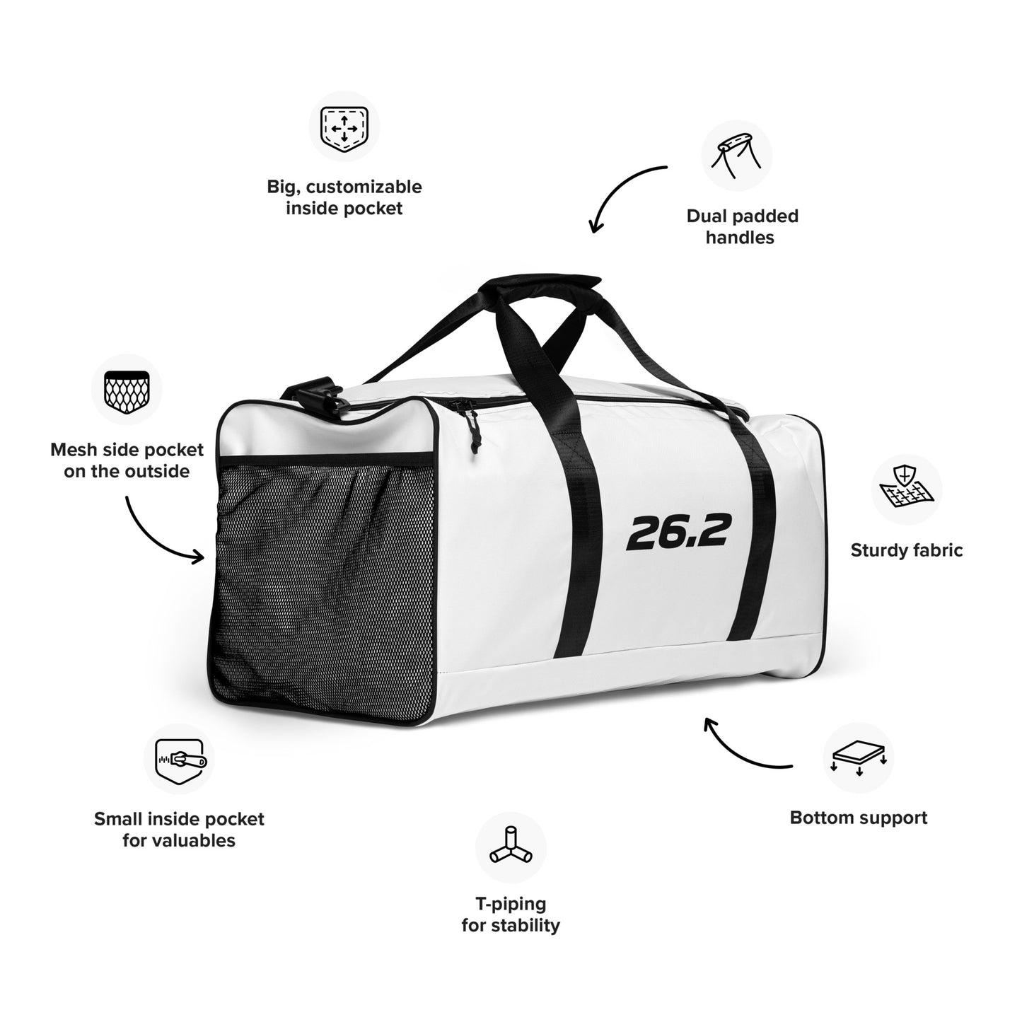 26.2 Premium Sport Duffel Bag White